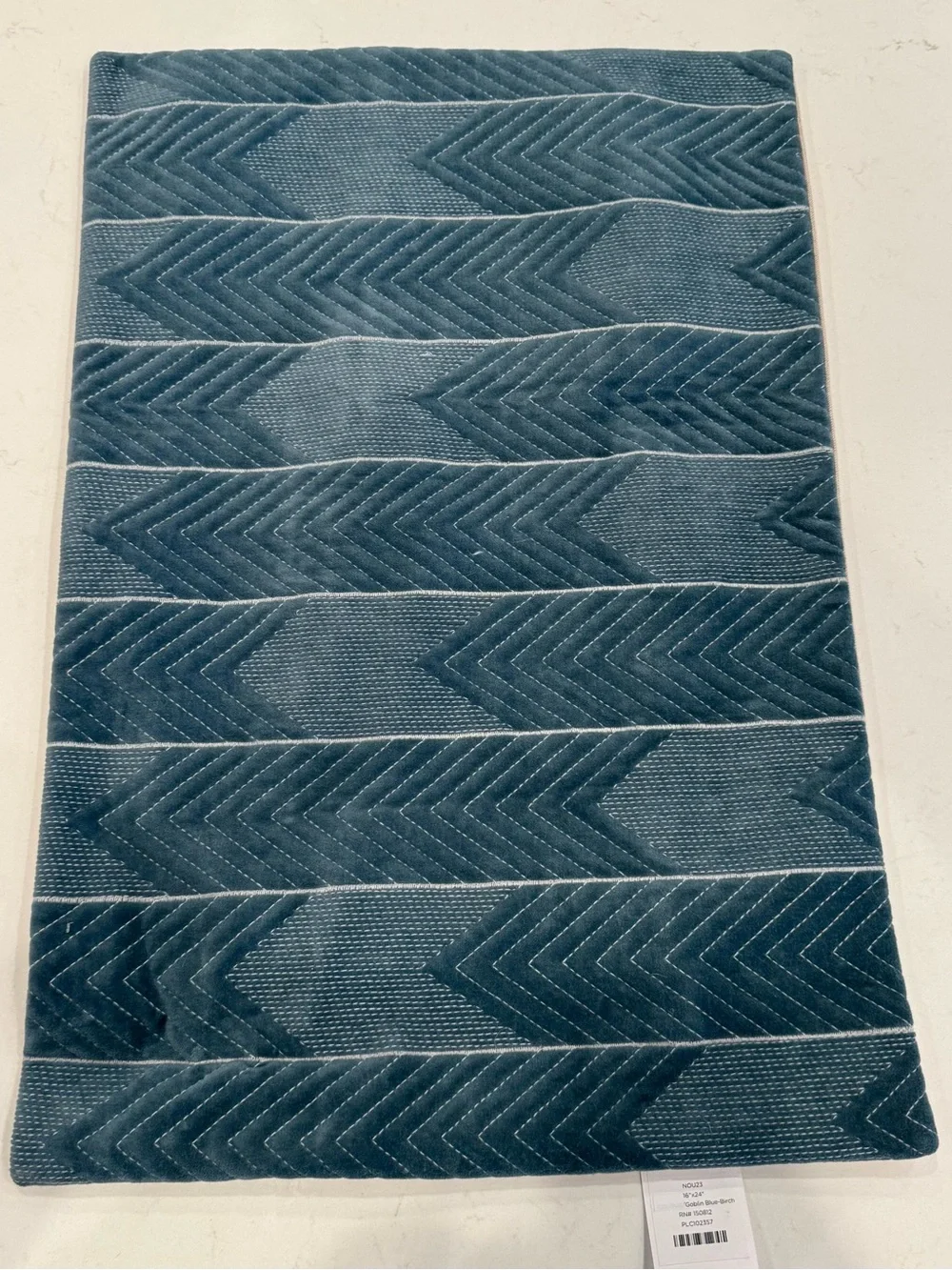 Textured Chevron 16”x24” lumbar pillow cover in Teal Blue